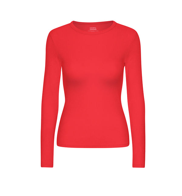 Ribbstickad långärmad t-shirt från Colorful standard i ekologisk bomull. Figurnära, lite tight modell. Förtvättad.
Färg: Mandarinröd
Material: 95 % ekologisk bomull, 5 % elastan. Vikt jersey 220g