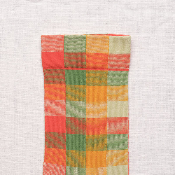 Strumpor från franska Bonne Maison. De är tillverkade av finaste egyptiska bomull och en dubbeltrådig elastan.&nbsp;

Färg: Lime, blodapelsin, terracotta

Material: 90% bomull, 8% polyamid, 2% elastan

Skötselråd: 30/40 grader

Tillverkad i: Frankrike