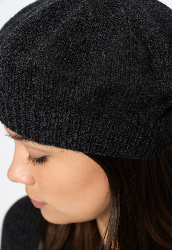 Dinadi Handknit Beret Merino Onyx grey