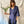 Load image into Gallery viewer, Lieblings omlott-topp Myra Kattegatt. V-ringad, trekvartsärm och brett knytband i sidorna. Sydd i ett härligt linnetyg. Tyget är förtvättat. Färg: Djupt blå som skimrar en smula i svart Material: 100% linne från Portugal 
