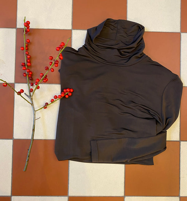 Polon som passar till det mesta! Från Bric-a-brac i skön silkesliknande bambuviskos.&nbsp;

Färg:&nbsp;Chokladbrun

Material: 95% bambuviskos, 5% elastan.

Skötselråd: 30 grader fintvätt

Tillverkad i:&nbsp;Stickad i Sverige, sydd i&nbsp;Litauen