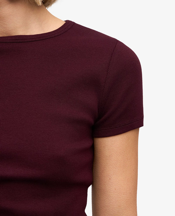 Ribbstickad kortärmad t-shirt från Colorful standard i ekologisk bomull. Figurnära, lite tight modell. Förtvättad.

Färg: Oxblood

Material: 95 % ekologisk bomull, 5 % elastan. Vikt jersey 220g

Certifierad med:&nbsp; Miljövänlig färg - Oeko-Tex®, PETA Approved Vegan

Tillverkad i: Portugal